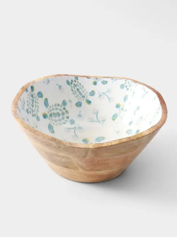 Салатник &laquo;Черепаха и цветы&raquo;, 29&times;29&times;11 см, дерево манго