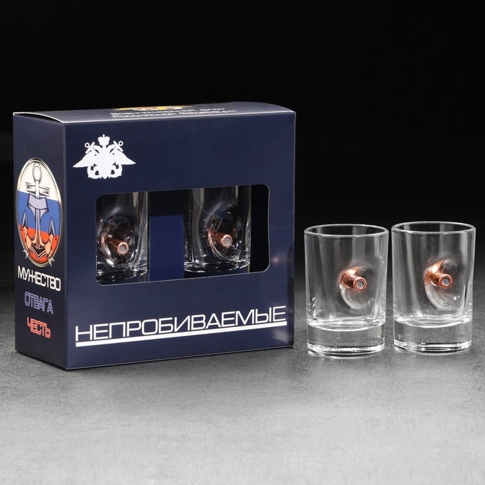 Стопки Стопки "Непробиваемые. ВМФ", 2 шт, эмблема, 250 мл