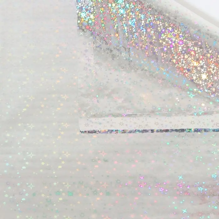 Пленка голографическая, Пленка голографическая, "Звёздное небо", серебро, 70 см х 1 м