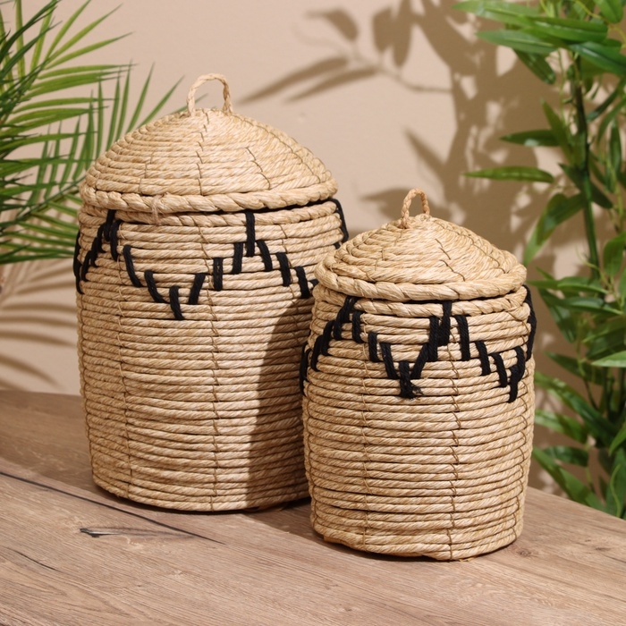 Набор плетёных корзин с крышкой, 27х24х24/22х18х18 см Набор плетёных корзин с крышкой, 27х24х24/22х18х18 см