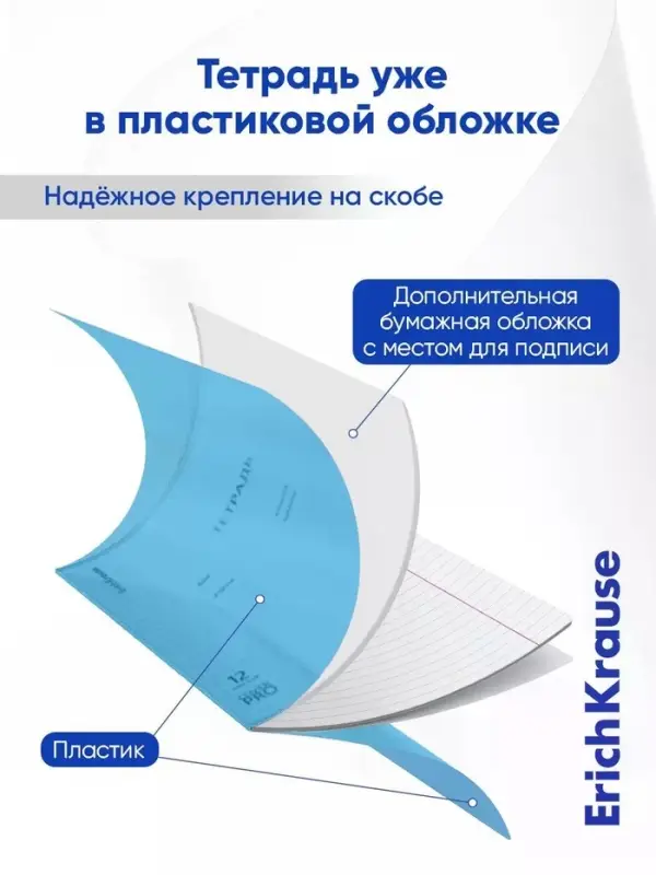 Тетрадь 12 листов в линейку ErichKrause CoverPro matt Pulse, МИКС