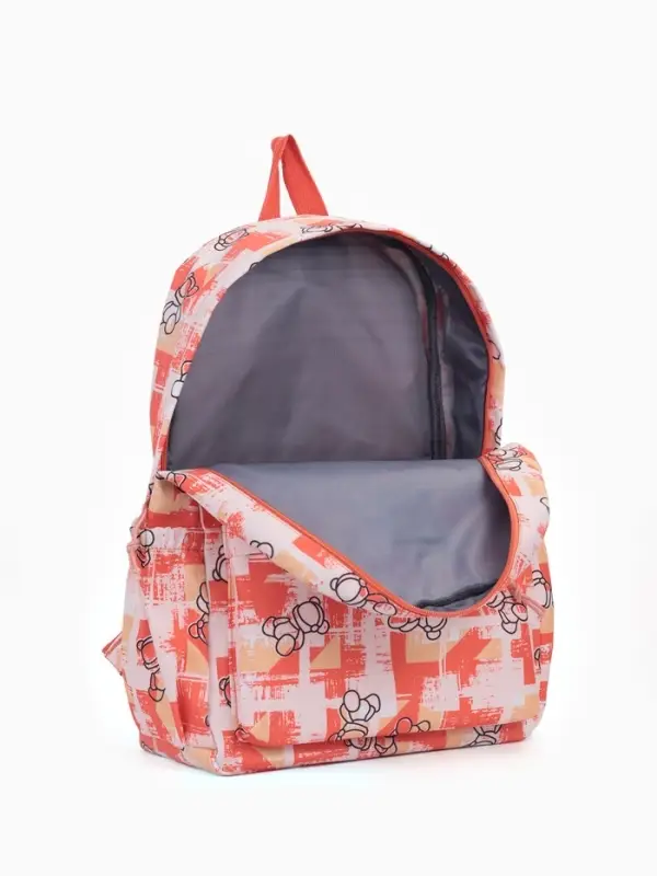 Рюкзак школьный на молнии, с карманами, с принтом, размер 28.5&times;12&times;41 см, оранжевый