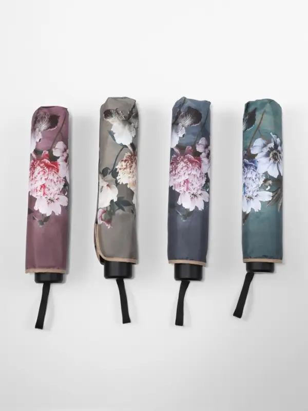 Зонт механический &laquo;Флора&raquo;, эпонж, 4 сложения, 8 спиц, R=48/55 см, d=96 см, МИКС