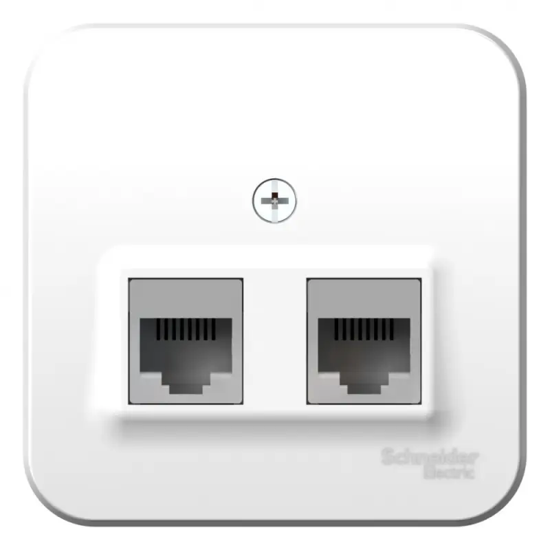 Розетка BLANCA наружная двойная компьютерная RJ45, кат.5e, с изолирующей пластиной, белый