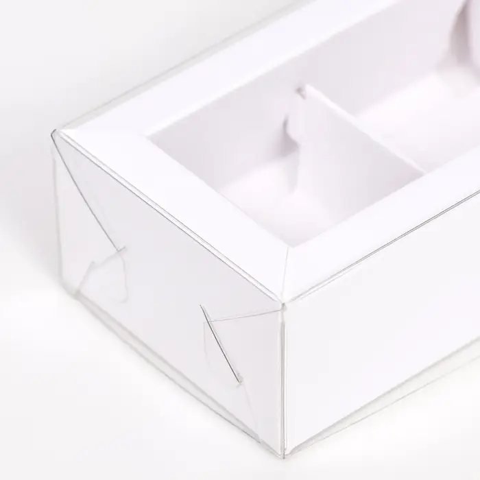 Коробка складная с прозрачной крышкой, 10×6×3.5 см, белая Коробка складная с прозрачной крышкой, 10×6×3.5 см, белая