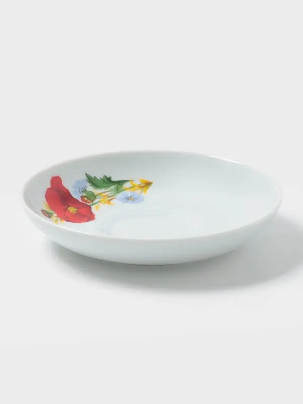 Блюдце Добрушский завод &laquo;Маки красные&raquo;, d=15 см, фарфор, белое
