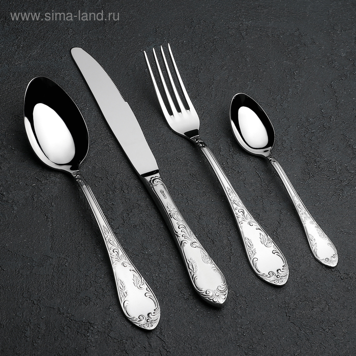 Набор столовых приборов «Посольский», 24 предмета, декоративная коробка, цвет серебряный Набор столовых приборов «Посольский», 24 предмета, декоративная коробка, цвет серебряный