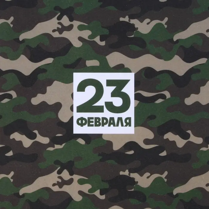 Бумага упаковочная крафтовая белая &laquo;23 февраля хаки&raquo;, 50 x 70 см