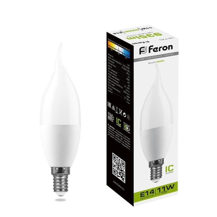 Лампа светодиодная FERON, (11W) 230V E14 4000K на ветру С37T, LB-770 Лампа светодиодная FERON, (11W) 230V E14 4000K на ветру С37T, LB-770