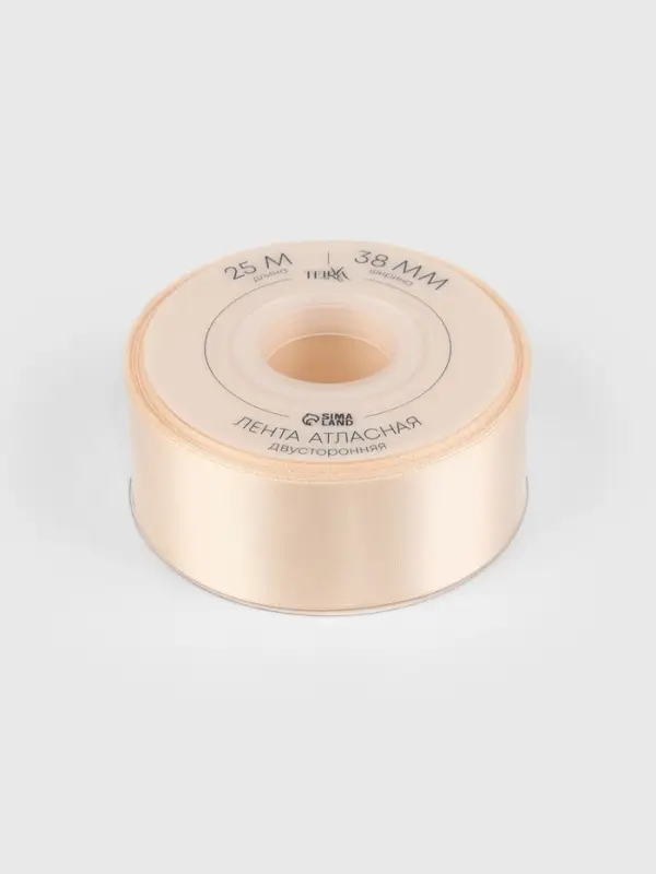 Лента атласная TEIRA, двухсторонняя, 38 мм, 25&plusmn;1 м, светло-бежевая №112