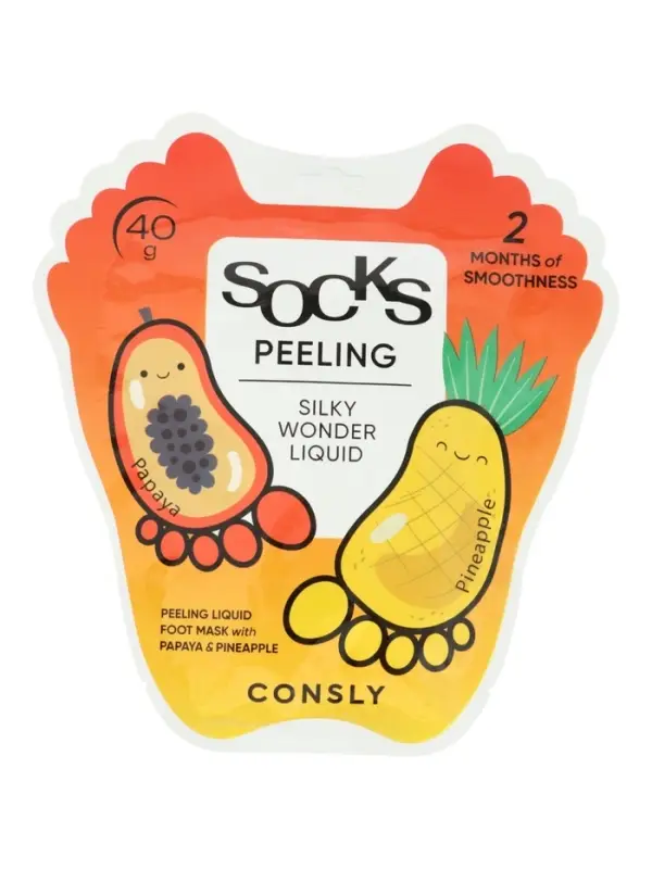 Отшелушивающие пилинг-носочки для ног Silky Wonder с экстрактами папайи и ананаса, 40г, Consly 10999
