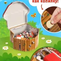 Фигурный пазл в металлической копилке с замочком &laquo;Теремок&raquo;, 40 деталей