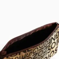 Косметичка - пенал на молнии, маленькая, с буквами, кофейная