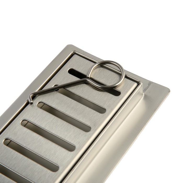 Трап ZEIN engr, c флaнцeм свободного вращ 360°, 7*50 см, d=40/50 мм, нерж сталь, сатин