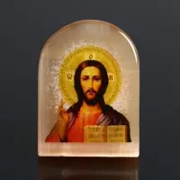 Икона Господь Вседержитель, 6х5 см, селенит