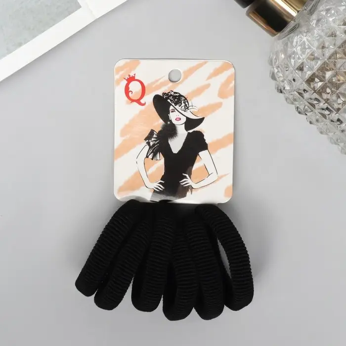 Резинка для волос Резинка для волос "Амелия" (набор 6 шт) шик, 4 см, чёрный