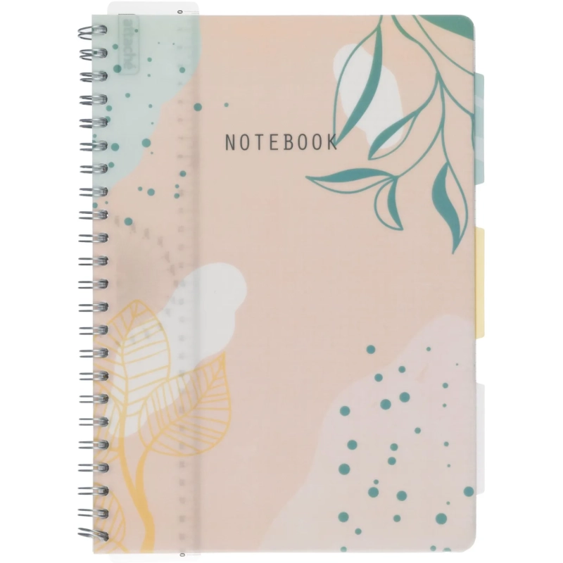 Бизнес-тетрадь 120л,клетка,А4 Flora 2,пласт.обл,серебр.спир,3раздел,линейка