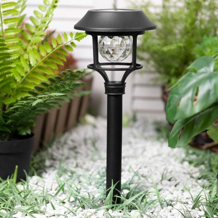 Светильник на солнечной бат. Светильник на солнечной бат. "Еврогарант", "Фонарь диско" 12x44 см, IP44, 6LED, 2 реж., RGB