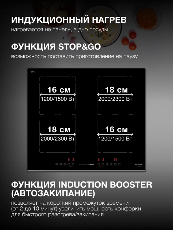 Индукционная варочная поверхность HHI 6772 BG Индукционная варочная поверхность HHI 6772 BG
