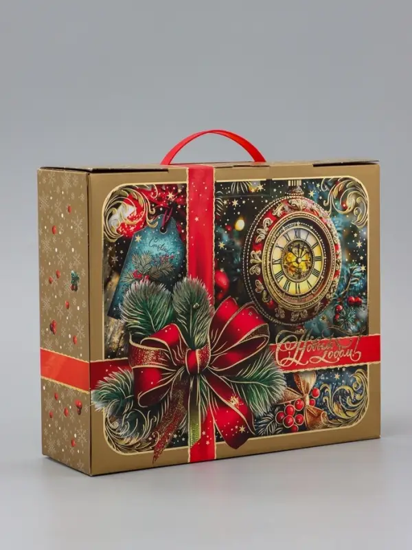 Коробка Новогодняя подарочная Коробка Новогодняя подарочная "Часики" 29 х 24,5 х 9,5 см