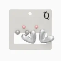 Серьги QF &laquo;Сердечки&raquo;, набор 3 пары, розовый в серебре