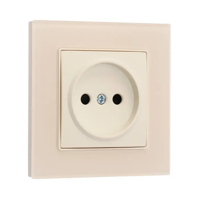 Розетка TOT Matte Glass, 10 А, стекло, скрытая, одноместная, без заземления, бежевая
