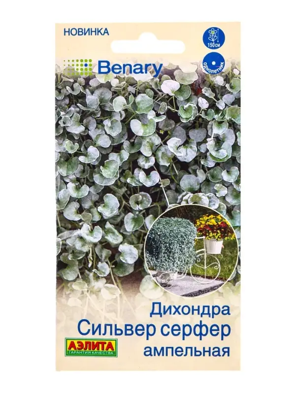 Семена цветов Дихондра Сильвер серфер ампельная Спецсерия Benary, Ц/П,3 шт. Семена цветов Дихондра Сильвер серфер ампельная Спецсерия Benary, Ц/П,3 шт.