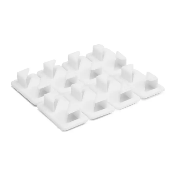 Держатель самоклеящийся для проводов и гирлянд ТУНДРА krep, 8×30×15 мм, белый, 8 шт.