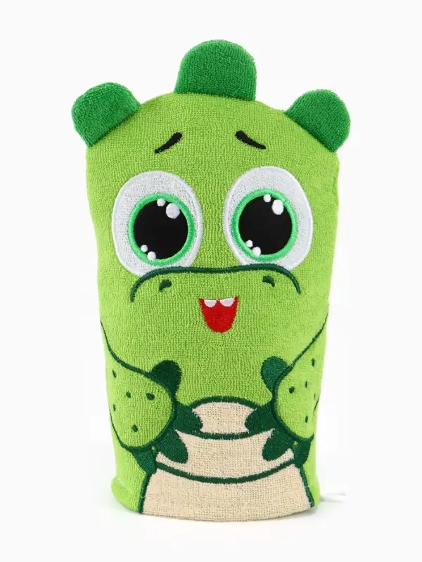 Мочалка детская для купания &laquo;Крокодильчик Кроки&raquo;, варежка, из махры, ЦЫП-ЦЫП