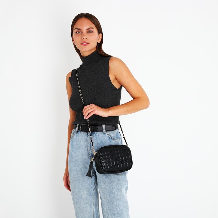 Сумка кросс-боди на молнии, цвет чёрный Сумка кросс-боди на молнии, цвет чёрный