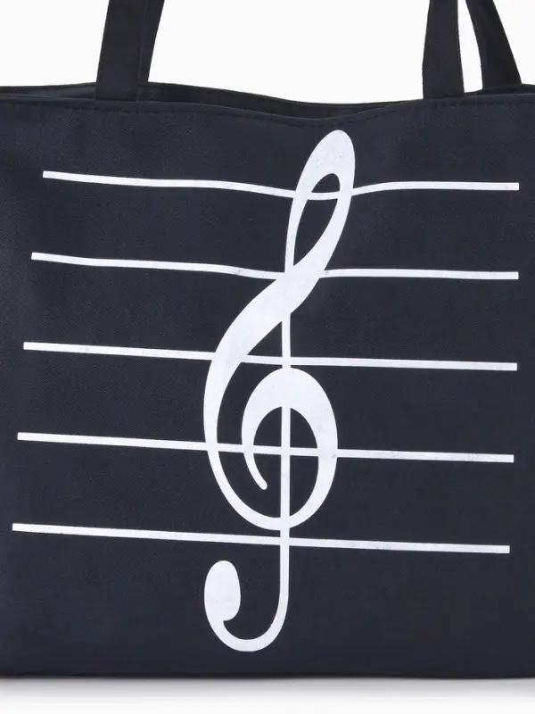 Сумка - шоппер &laquo;Музыка&raquo;, на молнии, 42&times;9&times;32 см, с принтом, чёрная
