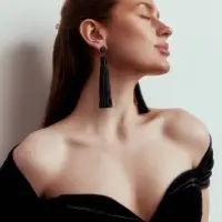 Серьги &laquo;Кисти&raquo;, гармония, чёрные, L кисти 8.5 см
