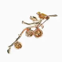 Брошь &laquo;Птица на ветке&raquo; хурма, цвет оранжевый в золоте