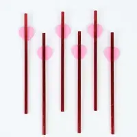 Трубочки для коктейля &laquo;Сердце&raquo;, красные (набор 6 шт)