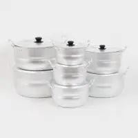 Набор кастрюль &laquo;Матрёшка&raquo;, 7 предметов: 1.7 л, 2.5 л, 3 л, 4.5 л, 6 л, 8 л, 10 л, металлические ручки и крышки, листовой алюминий 1.5-1.75 мм, серебристая