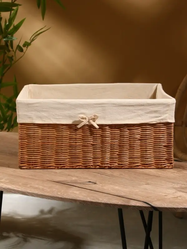 Корзинка прямоугольная с тканевым подкладом, 44×30×20 см, ротанг Корзинка прямоугольная с тканевым подкладом, 44×30×20 см, ротанг