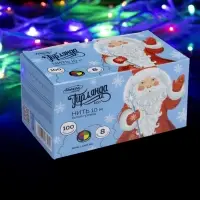 Гирлянда &laquo;Нить&raquo; 10 м, IP20, белая нить, 100 LED, 8 режимов, 220 В, свечение мульти