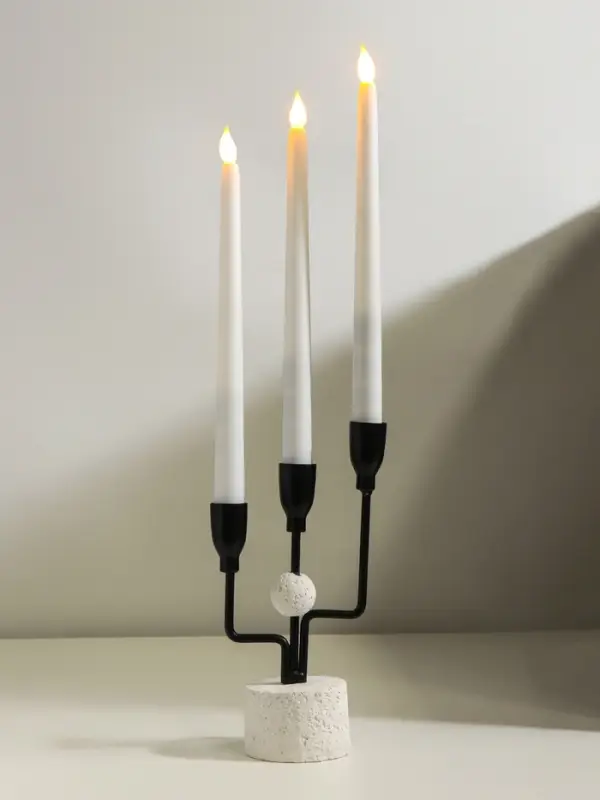 Подсвечник металл, бетон  Подсвечник металл, бетон "Трезубец" d=2 см чёрный 12х6,8х26,23 см