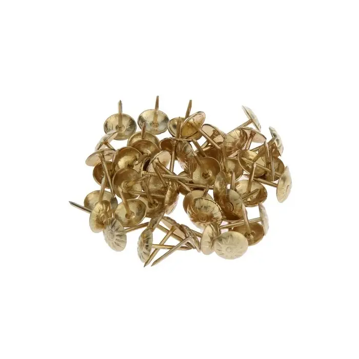 Гвозди ТУНДРА, декоративные, обивочные, фактурные, 11×16 мм, золото, фасовка 50 шт. Гвозди ТУНДРА, декоративные, обивочные, фактурные, 11×16 мм, золото, фасовка 50 шт.