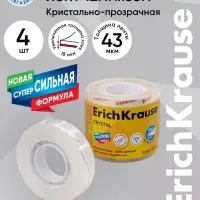 Набор из клейких лент ErichKrause Crystal, 12 мм &times; 33 м, повышенная прозрачность