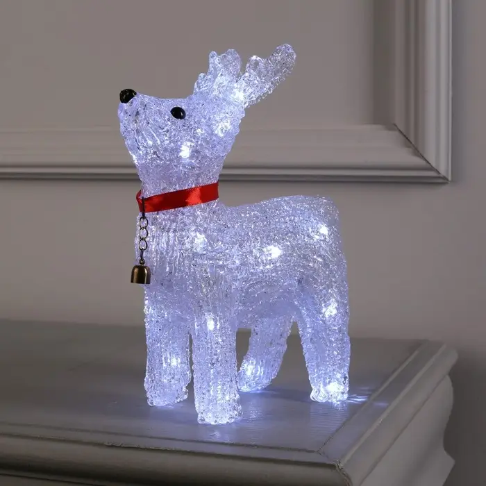 Светодиодная фигура &laquo;Олень с колокольчиком&raquo; 18&times;25&times;8 см, акрил, 20 LED, от батареек ААх2, свечение белое
