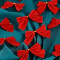 Ёлочные игрушки 12 шт. &laquo;Бантик&raquo; 6&times;5 см красный