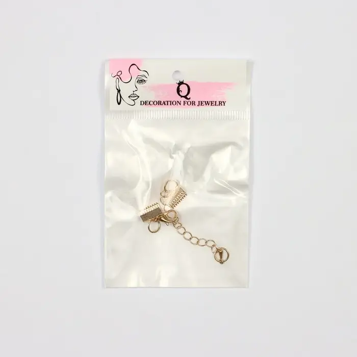 Зажим для ленты (пара) 10 мм, с цепочкой удлинителем, цвет золото