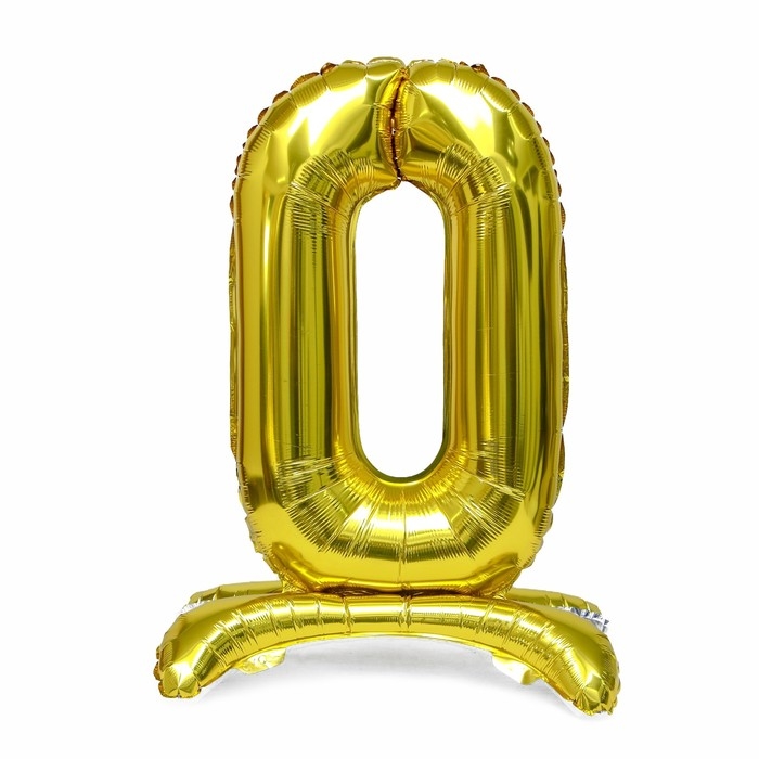 Шар фольгированный 32" &laquo;Цифра 0&raquo;, на подставке, цвет золото