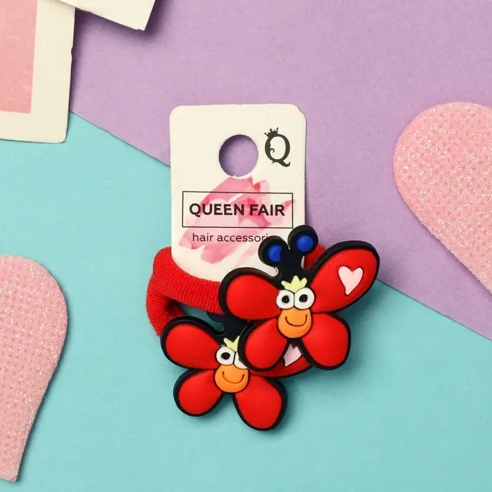 Резинки для волос «Крошка», набор 2 шт., бабочка, 3 см, красные Резинки для волос «Крошка», набор 2 шт., бабочка, 3 см, красные