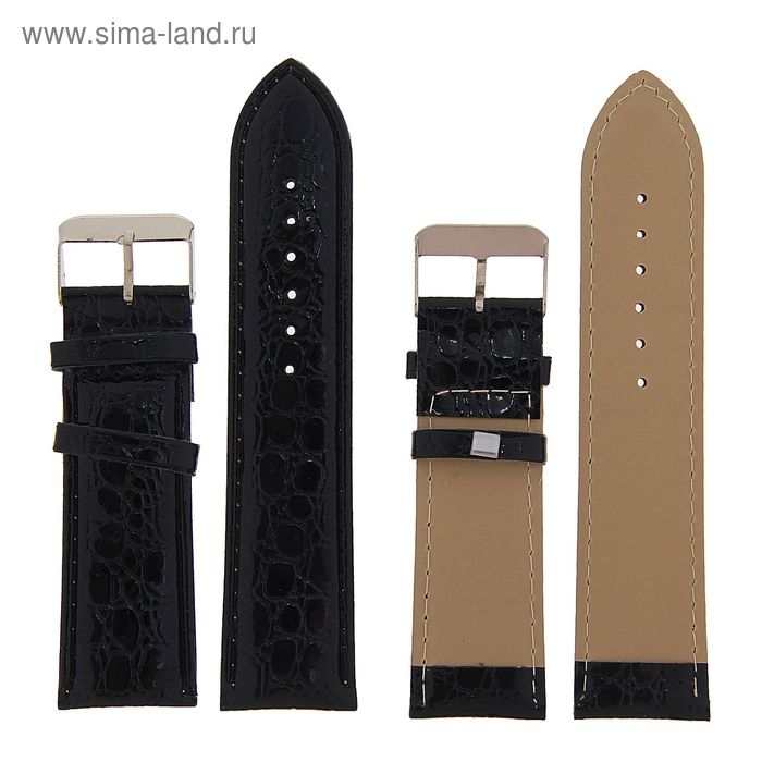 Ремешок для часов Ремешок для часов "Соломон", 24 мм, экокожа, l-20 см, черный