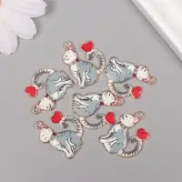 Декор для творчества металл, эмаль "Серый кот с сердечком" 2,5х1,8 см Декор для творчества металл, эмаль "Серый кот с сердечком" 2,5х1,8 см