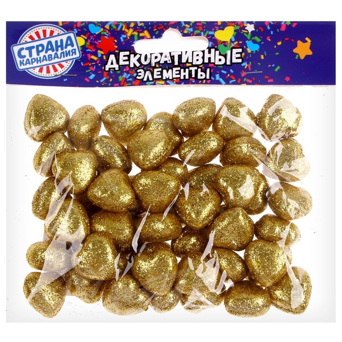 Фигурка для поделок и декора «Сердце», набор 50 шт., размер 1 шт. 1,5×1,5×0,5 см, цвет золото Фигурка для поделок и декора «Сердце», набор 50 шт., размер 1 шт. 1,5×1,5×0,5 см, цвет золото