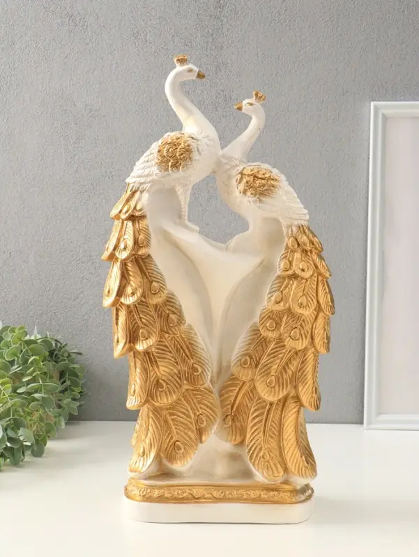 Фигура гипс &laquo;Две Жар-птицы&raquo;, белый с золотом, 55&times;30&times;14 см