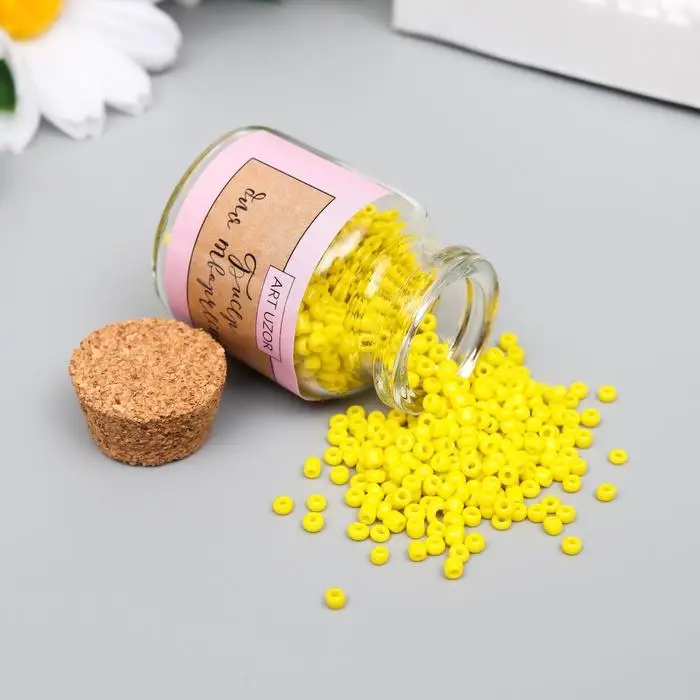 Бисер круглый 12/0 в бутылочке  Бисер круглый 12/0 в бутылочке "Яркий лимон" 20 гр